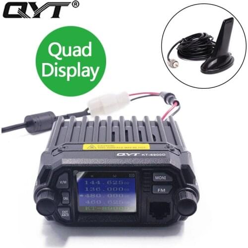 QYT KT-8900D Mini Walkie talkie KT 8900 Quad Display Upgraded of KT8900D 25W Dual band UHF/VHF Car Mobile Radio for Traveling