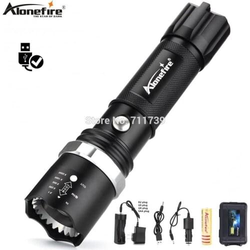 ALONEFIRE X22 USB Led Flashlight Portable Light High Power Rechargeable Tactical LED Torches Zoom Hand Hunting Lanterna