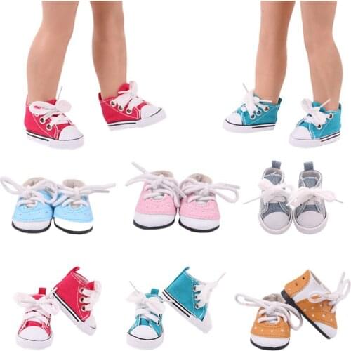 7 Set Doll Canvas & Casual Shoes Doll Clothes Suitable For Autumn & Winter For 14 Inch Dolls Birthday Girls Toy Gifts