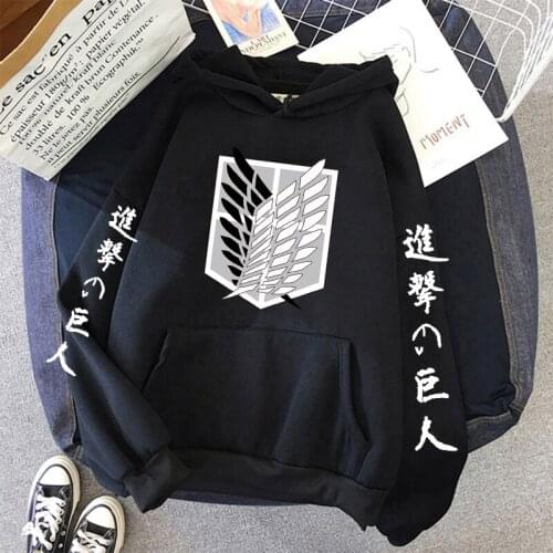 Shingeki No Kyojin Japanese Anime Hoodies Men Harajuku Attack on Titan Graphic Sweatshirt Titans Attack Unisex Manga Male 90s
