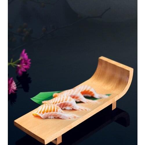 Japanese rectangular sushi plate beech wooden tableware holding platform creative fresh seafood cooking bamboo dish