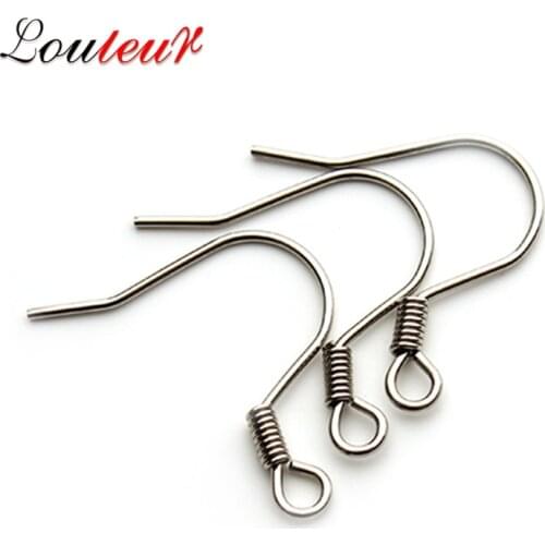 LOULEUR 100pcs/lot Stainless Steel Silver Color Ear Wire Hooks Earrings Wires Clasps Fittings For Diy Jewelry Making