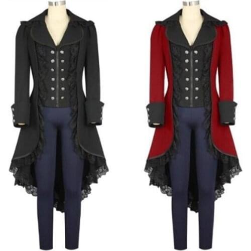 Womens Outwear Steampunk Vintage Tailcoat Winter Military Jacket Women Cosplay Suit Gothic Victorian Frock Coat Uniform Costume