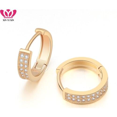 Gold Clear cz Stone Hoop Earrings For Women Cubic Zircon Earrings Color Wedding Party Birthday Gifts 2019 Jewelry Dropshipping