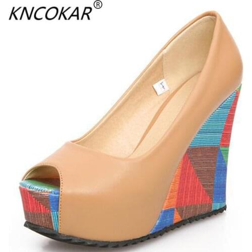 2018 ultra high heels wedges shoes female shallow mouth platform open toe high-heeled shoes shallow mouth platform shoes single