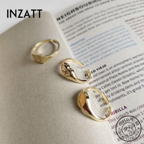 INZATT Real 925 Sterling Silver Geometric Round Square Ring for Charming Women Party Fine Jewelry Trendy 2019 Accessories Gift