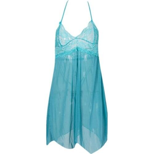 Womens Lingerie Lace Dress Underwear Babydoll +G-string Nightwear Set Purple and Pink Colors