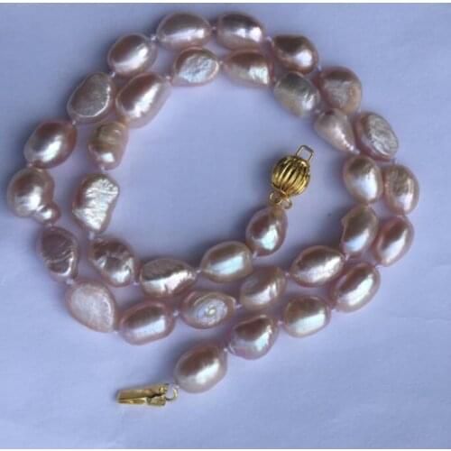004412 17" 8-9mm lavender baroque Light Pink freshwater pearl necklace