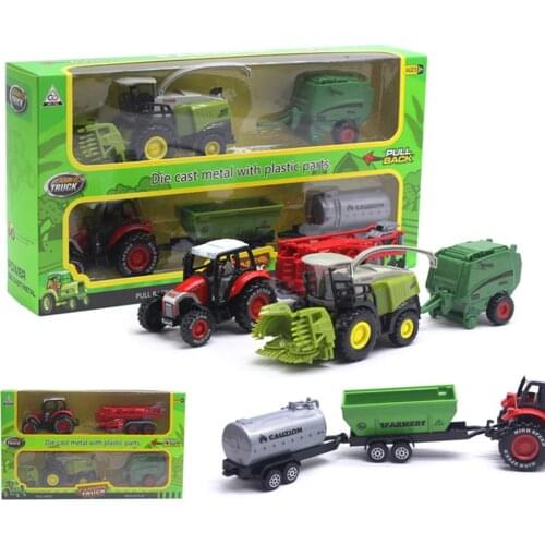 2Pcs 1/42 Kids Car Toy Diecast Tractor Harvester Farm Vehicle Car Model Kids Educational Toys For Kids Xmas Gift