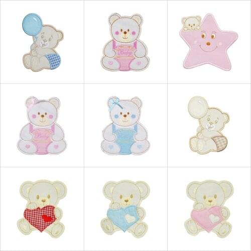20pcs/lot large Embroidery Patch Love Bear Balloon Star Clothing Decoration Sewing Accessory Diy Iron Heat Transfer Applique