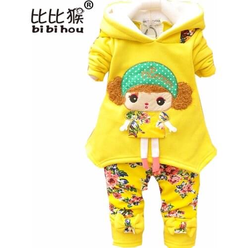 2019 baby girls warm winter suit Toddler thicken clothing sets childrens hoodies set kids clothes set children christmas outfit