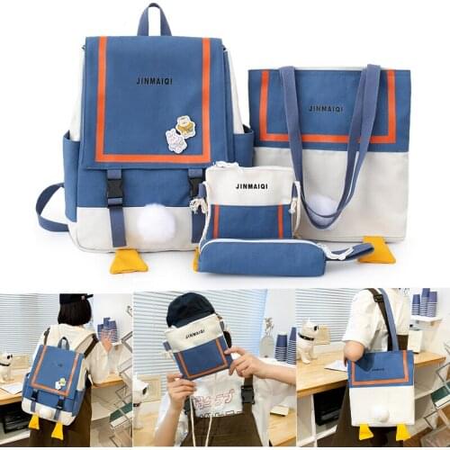 4Pcs/set Disney Donald School Bag Boy Girl Childrens Adult Backpack Cute Plush Bag Cartoon Backpack Kids Gifts Shipping Free