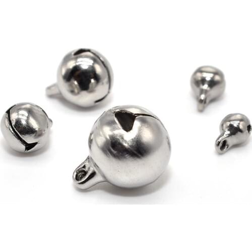 40pcs/lot 5mm/6mm/8mm 316L Stainless Steel Bells Jingle Small Bells Charms Beads Fit Christmas Decoration Crafts Bells Jewelry