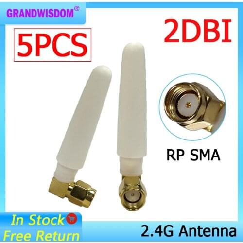 5pcs 2.4 GHz WiFi Antenna 2dBi Aerial RP-SMA Male Connector 2.4ghz antena wi fi For PCI Card USB Wireless Router Wifi Booster