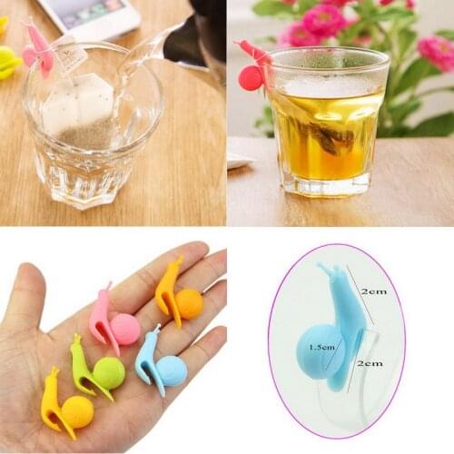 5 Pcs/Lot Mini Snail Shape Tea Bag Clip Cup Mug Tea Infusers Strainer Clips Party Decor Random Color Silicone Tea Bag Holder