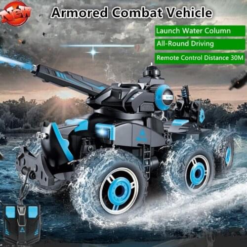 Remote Control Six-Wheeled Armored Combat Vehicle 1:12 20Mins RC Water Spray Tank Off-Road Sports Rechargeable Childrens Toys