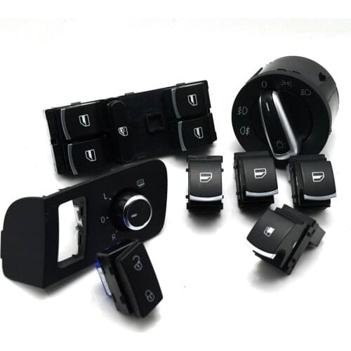 8PCS Chrome high quality Mirror window headlight Fuel tank door lock switch for VW Volkswagen Touran 2003-2015 Caddy 1TD959565A