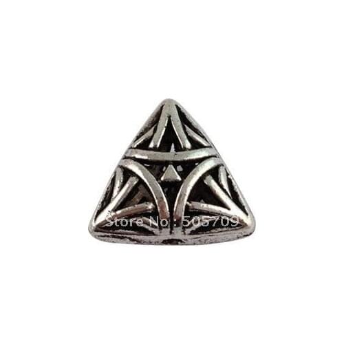 80Pcs Tibetan Silver Hollow Triangle Beads A16074