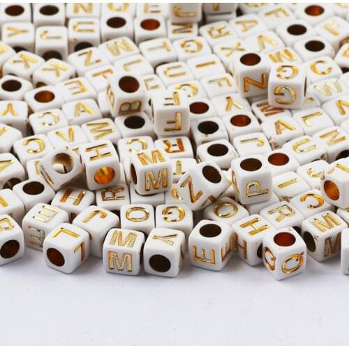 Square Mix Alphabet Acrylic Beads 6x6mm White Letter Spacer Loose Beads Jewelry Making Diy Necklace Bracelet Accessories