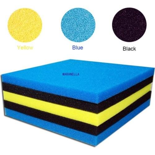 Black, blue, yellow 50cmx50cmx2cm Filtration Foam Aquarium Fish Tank Biochemical Filter Sponge Pad Skimmer Sponge Supply Tank