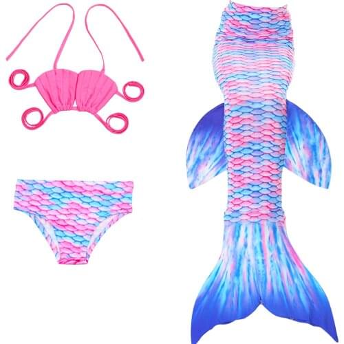Girls Swimmable Mermaid Tail for Swimming Princess Dress Kids Holiday Mermaid Costume Cosplay Swimsuit for Birthday