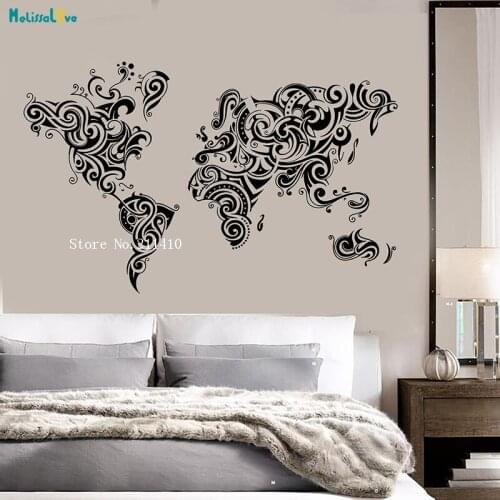 Artistic pattern World Map Wall Sticker Abstract World Map Decals Home Deocr Living Room Removable Vinyl Art Murals YT898