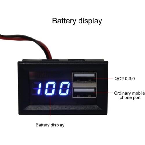 12V Battery Capacity Indicator Voltage Gauge Power Meter with QC 2.0 3.0 Quick Charge USB Output