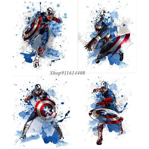 Marvel Superhero Poster Anime Print Watercolor Canvas Painting Wall Art Pictures for Living Room Wall Home Decor Captain America
