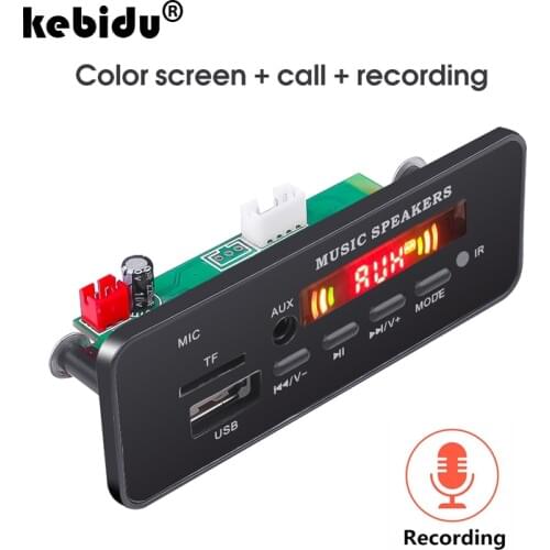 Kebidu Wireless Bluetooth 5.0 MP3 WMA Decoder Board Module DC 5V 12V USB SD/TF AUX FM Call Recording Audio For Car Kit DIY