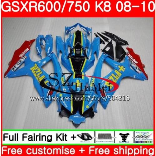 Body For SUZUKI GSXR 750 GSX-R750 K8 GSXR 600 08 10 RIZLA blue 32HS17 GSXR750 08 09 10 GSX-R600 GSXR600 2008 2009 2010 Fairing