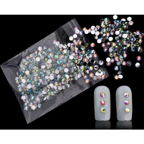 MIOBLET 1000pcs/pack Nail Rhinestones Flat Back Non Hotfix Glitter AB Crystal Nail Stones Rhinestone DIY 3D Nails Art Decoration