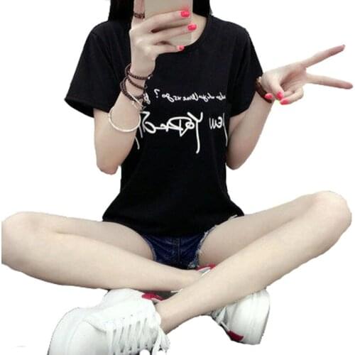 Fashion letter T Shirt For WomenClothing Short Sleeve Funny Tee Shirt For Female Top Clothes Summer Letter Printing T-shirt XXL