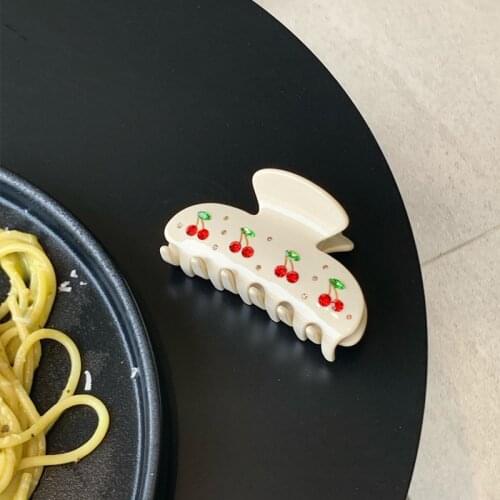 MueRaa Korean Style Cherry Sweet Women Girls Hair Claws Hair Clips Fashion Retro Hair Accessories Barrettes Acrylic Hairgrips