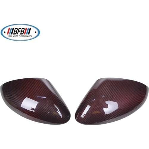 For Alfa Romeo Stelvio SUV 17-18 Red and Black wave Real dry Carbon add on style Rear view Mirror Cover Sticker Mirror shell