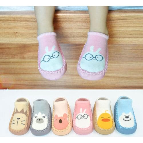 Baby Socks Toddler Floor Sock Anti Slip Indoor Sock Shoes Terry Cotton Baby Girl Foot Cover With Rubber Soles Animal Design