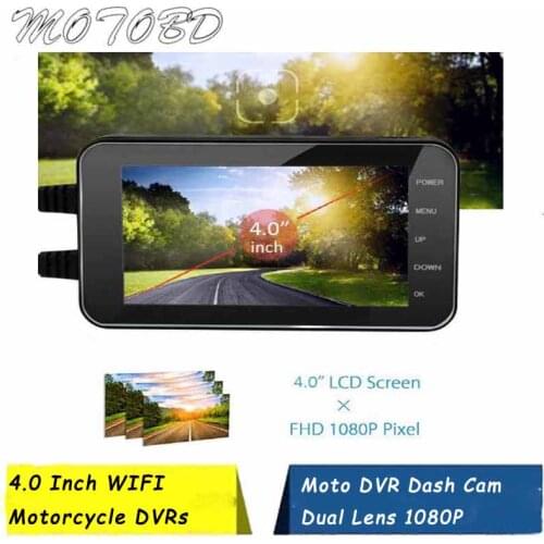 2019 New 4.0 Inch WIFI Motorcycle Vehicle Driving Recorder GPRS 1080P HD 170 Degree waterproof IP65 Moto DVR Dash Cam Dual Lens
