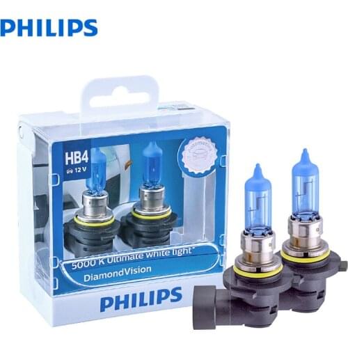 Philips Diamond Vision 9006 HB4 12V 60W P22d 9006DVS2 5000K Cool White Car Halogen Head Bulbs Auto Lamps Fog Light (Twin Pack)