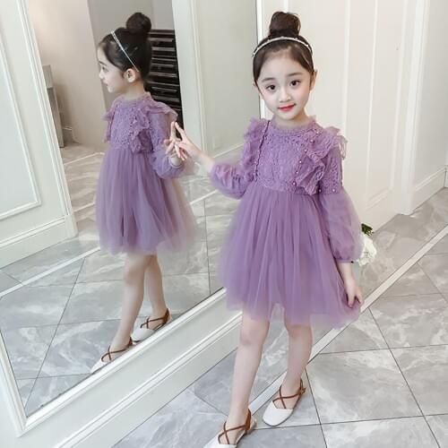 Princess Dress Kids Girls Dresses Lace Kids Party Dresses Mesh Girls Clothes 6-14 Years Teen Kids Clothes Autumn