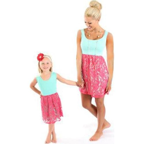 Mother And Daughter Sun Dress Baby Girls Lace Dresses Kids And Parents Summer Dress Family Matching Outfits