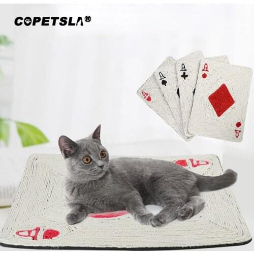 Copetsla Funny Cat Scratch Pad Poker Design Grinding Claws Sisal Pet Multifunctional Cushion for Kitten Beds Accessories Decor