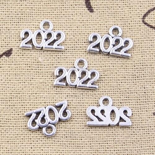 30pcs Charms Letter 2020 2021 2022 2023 Year 9x13mm Antique Making Pendant fit,Vintage Tibetan Silver color,DIY Handmade Jewelry