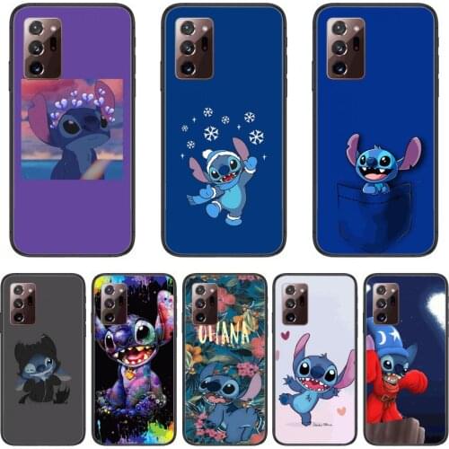 Stitch Phone Case cover hull For SamSung note20 10 9 8 4 pro plus black prime soft bumper Transparent