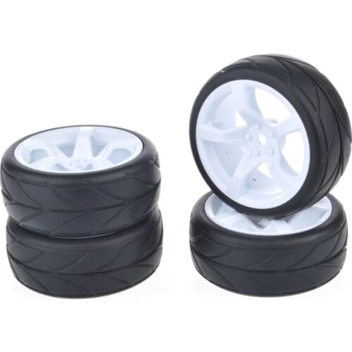 Rubber Tires/Tyre Wheel Rim for HSP HPI Tamiya Kyosho RC 1:10 Flat Racing On Road Car
