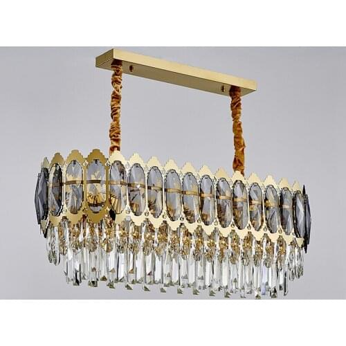 Luxury LED Golden Oval Crystal Designer Chandelier Lighting Hanging Lamp Lustre Chandelier Lighting For Foyer