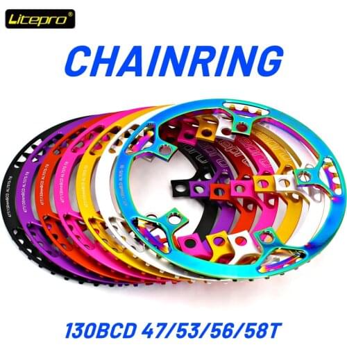 Litepro BMX Folding Bicycle Chainring Ultralight 130 BCD 47T 53T 56T 58T A7075 Alloy BMX Chainwheel Bike Crankset Tooth 130 bcd