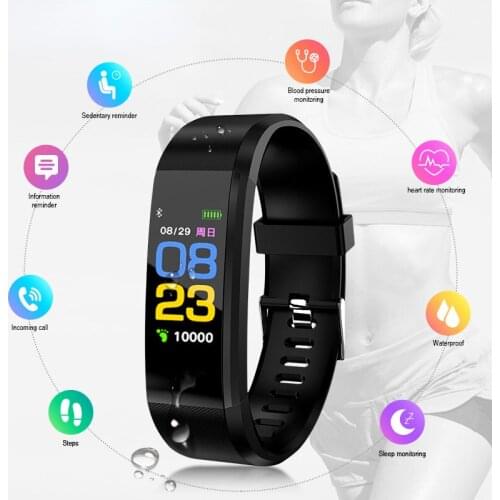 ID115 PLUS Color Screen Smart Bracelet Sports Pedometer Watch Fitness Running Walking Tracker Heart Rate Pedometer Smart Band