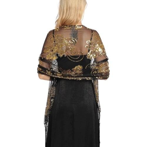 Bridal Bridesmaid Wedding Shawl Sequins evening dresses shawl Women tassels Party Shawls and Wraps women cape foulard femme