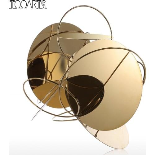 Tooarts Golden Mirror Modern Figurines Home Decor Abstract Crafts Ornament Metal Sculpture Interior Home Decoration Accessories