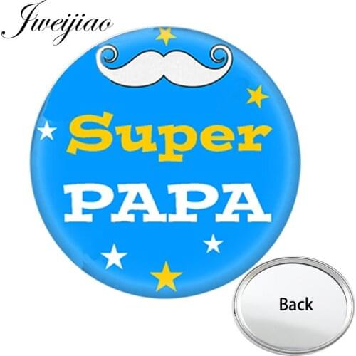 Youhaken Super PAPA Beard One Side Flat Mini Pocket Mirror Fathers Compact Portable Makeup Vanity Hand Travel Purse Mirror