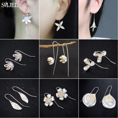 SMJEL Korean Earrings for Women Everyday Jewelry Big Flower Lily Stud Earrings Cactus Flower Round Earing orecchini Wholesale